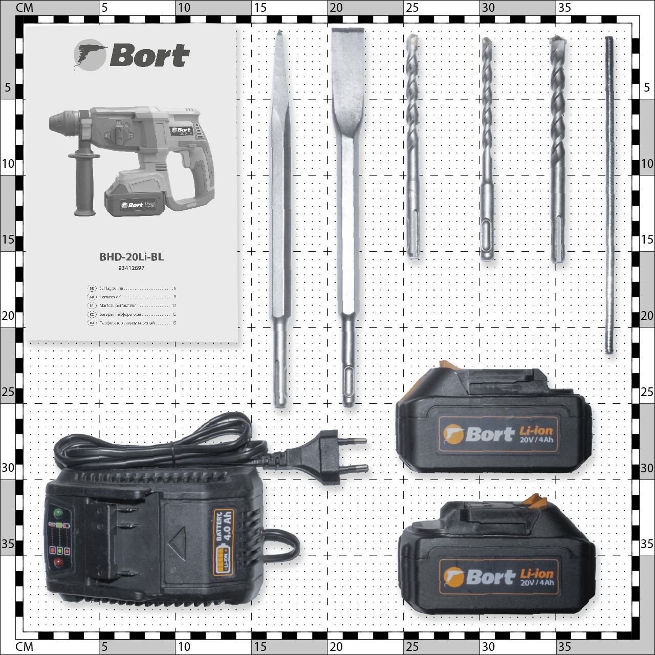 Перфоратор аккумуляторный BORT BHD-20Li-BL (2x4,0А.ч)