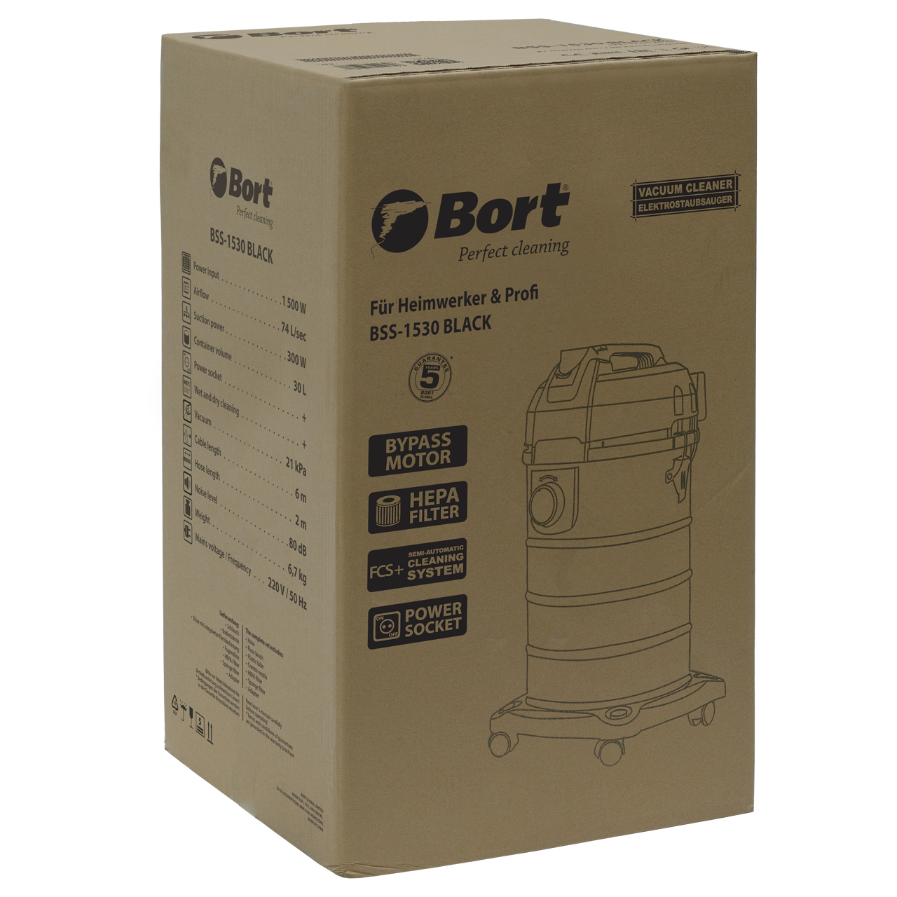 Пылесос для сухой и влажной уборки BORT BSS-1530 BLACK