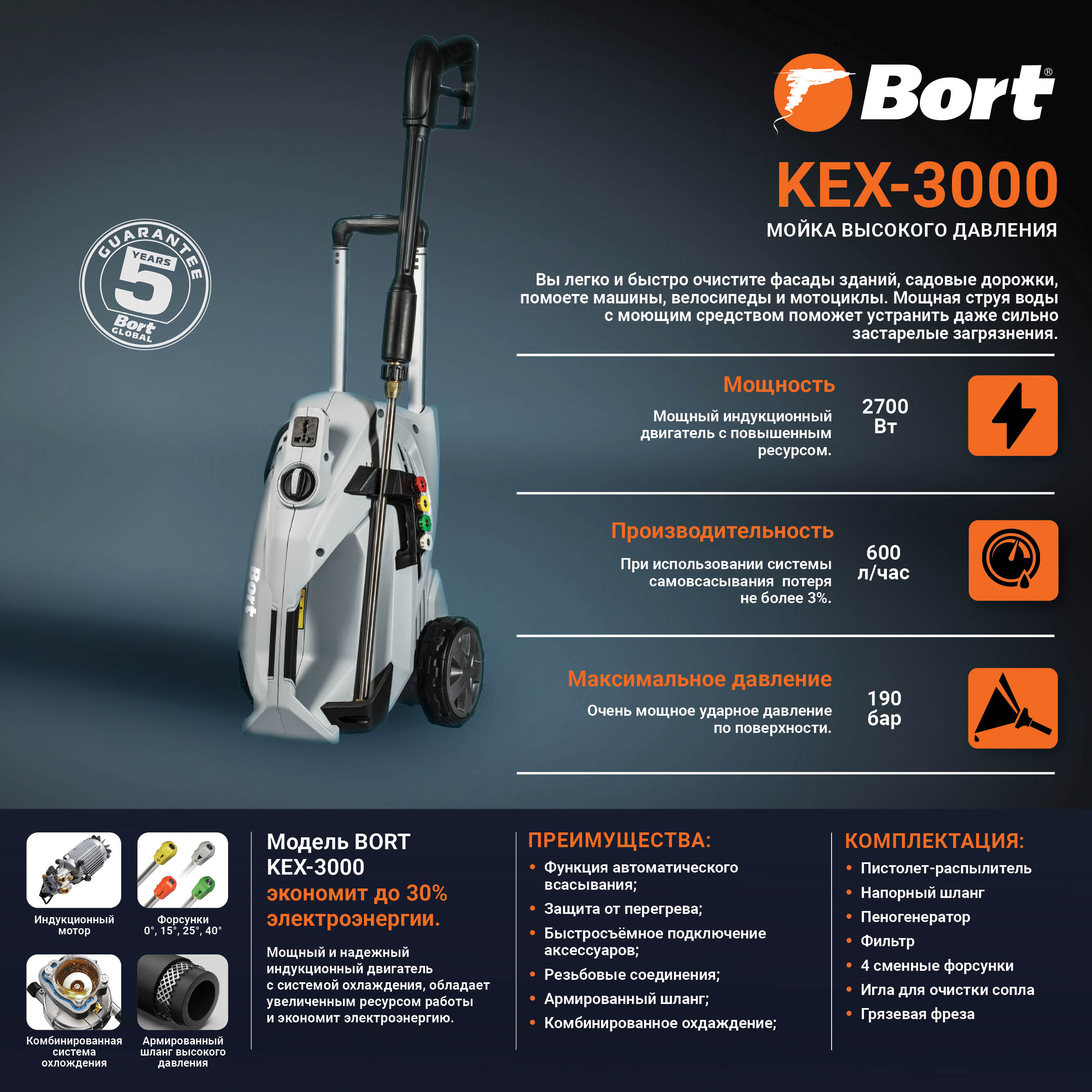 Мойка высокого давления BORT KEX-3000